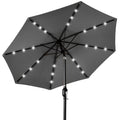 Solar LED Lighted Patio Umbrella w/ Tilt Adjustment, UV-Resistant - 10ft - Gray