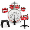 11-Piece Kids Beginner Drum Percussion Musical Instrument Toy Set - Red