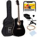 Full Size Beginner Acoustic Guitar Set with Case, Strap, Capo - 41in - Black