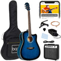 Beginner Acoustic Electric Cutaway Guitar Set w/ Gig Bag, Strap - 41in - Blue