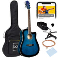 Full Size Beginner Acoustic Guitar Set with Case, Strap, Capo - 41in - Blue