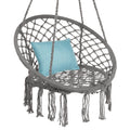 Cotton Macrame Hammock Hanging Chair Swing, Handwoven w/ Backrest - Gray