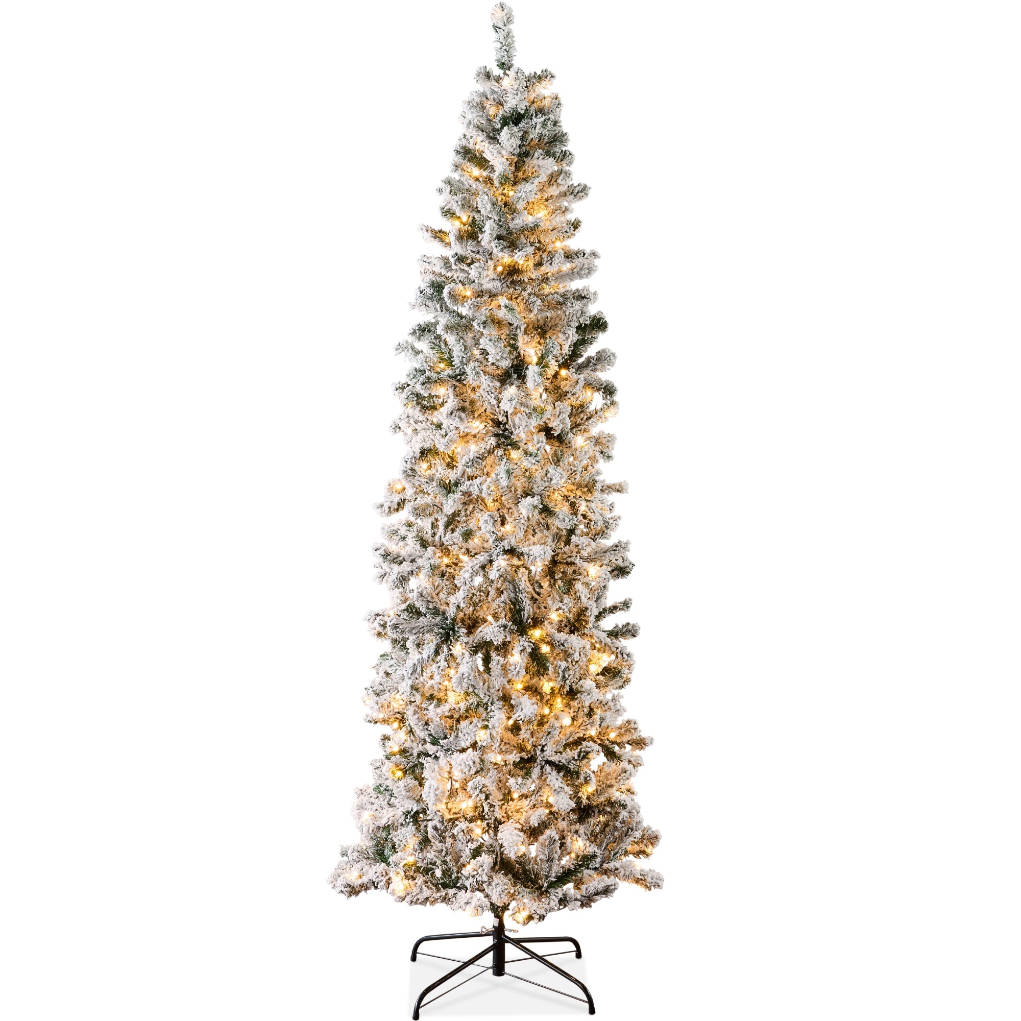 Pre-Lit Snow Flocked Artificial Pencil Christmas Tree - 6ft