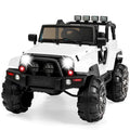 Jumbo 12V Kids Electric Ride On Car with Parent Remote, Seat Harness - White