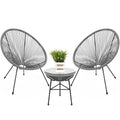3-Piece All-Weather Patio Acapulco Bistro Set w/ Rope, Glass Top Table - Gray