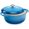 Cast-Iron Dutch Oven Kitchen Cookware w/ Enamel, Handles - 6qt - Blue