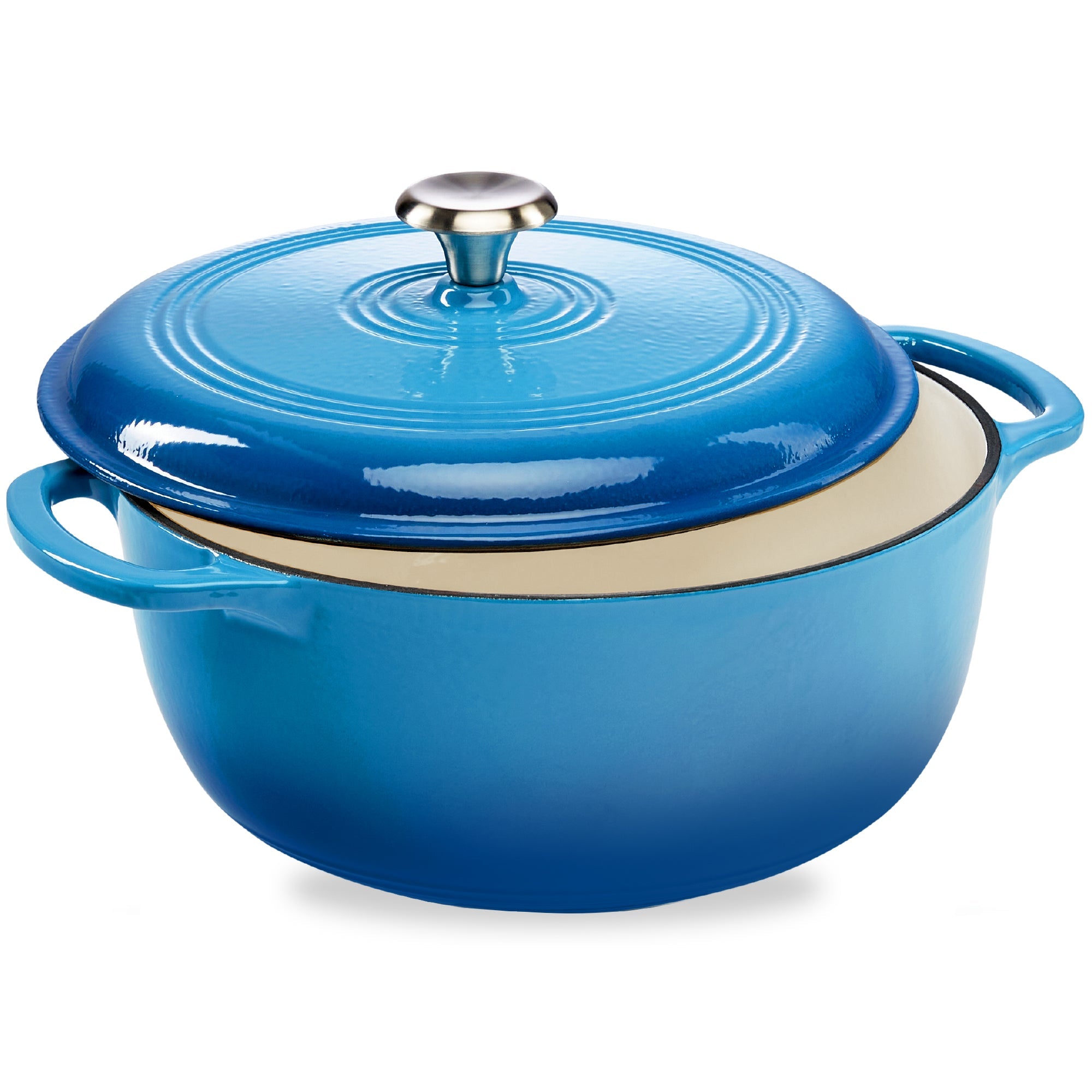 Cast-Iron Dutch Oven Kitchen Cookware w/ Enamel, Handles - 6qt - Blue