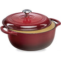 Cast-Iron Dutch Oven Kitchen Cookware w/ Enamel, Handles - 6qt - Red