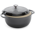 Cast-Iron Dutch Oven Kitchen Cookware w/ Enamel, Handles - 6qt - Gray