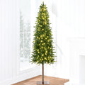 Pre-Lit Artificial Alpine Slim Pencil Christmas Tree w/ LED Lights, Stand - 7.5ft