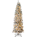 Pre-Lit Snow Flocked Artificial Pencil Christmas Tree - 4.5ft