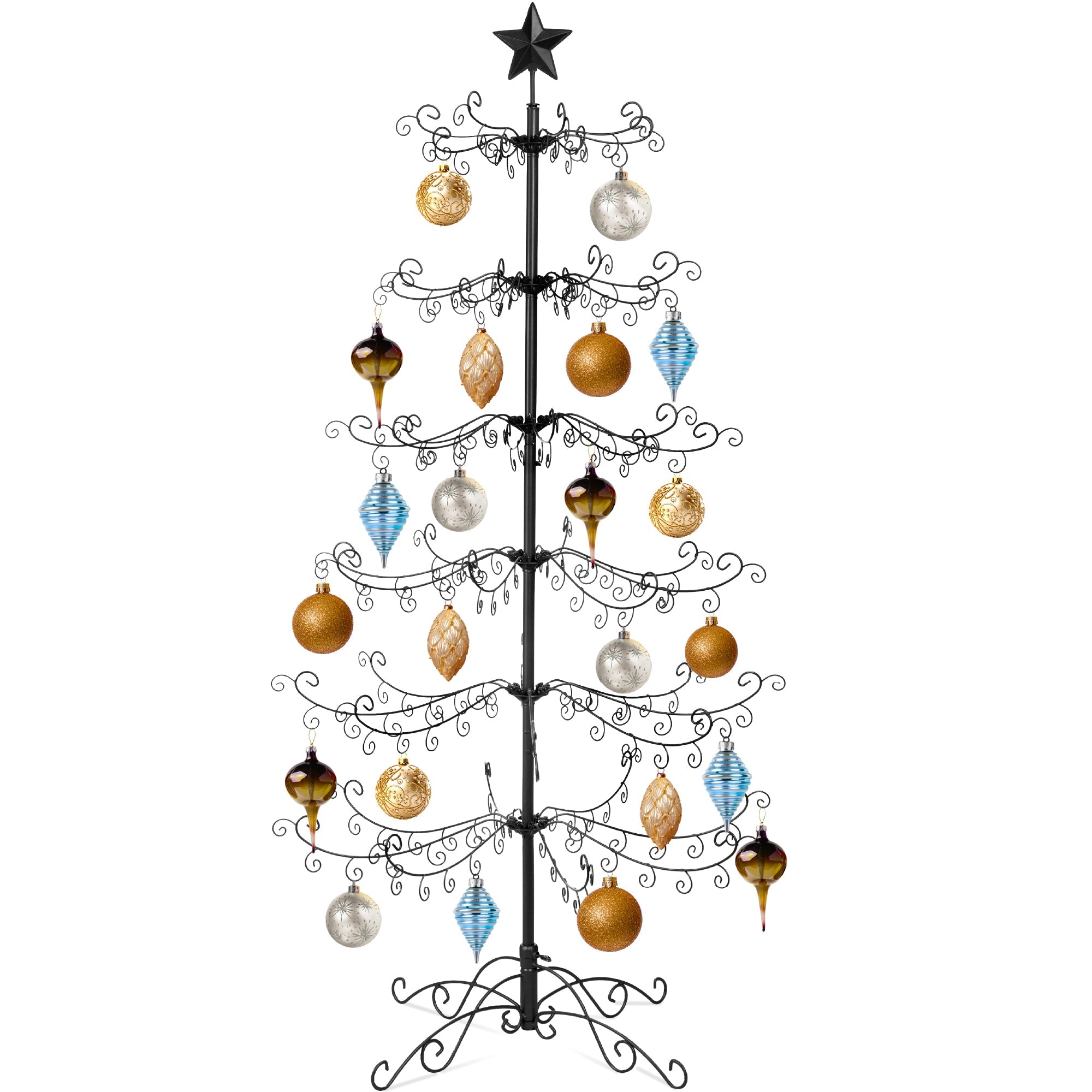 Wrought Iron Christmas Tree Ornament Display w/ Easy Assembly, Stand - 6ft - Black