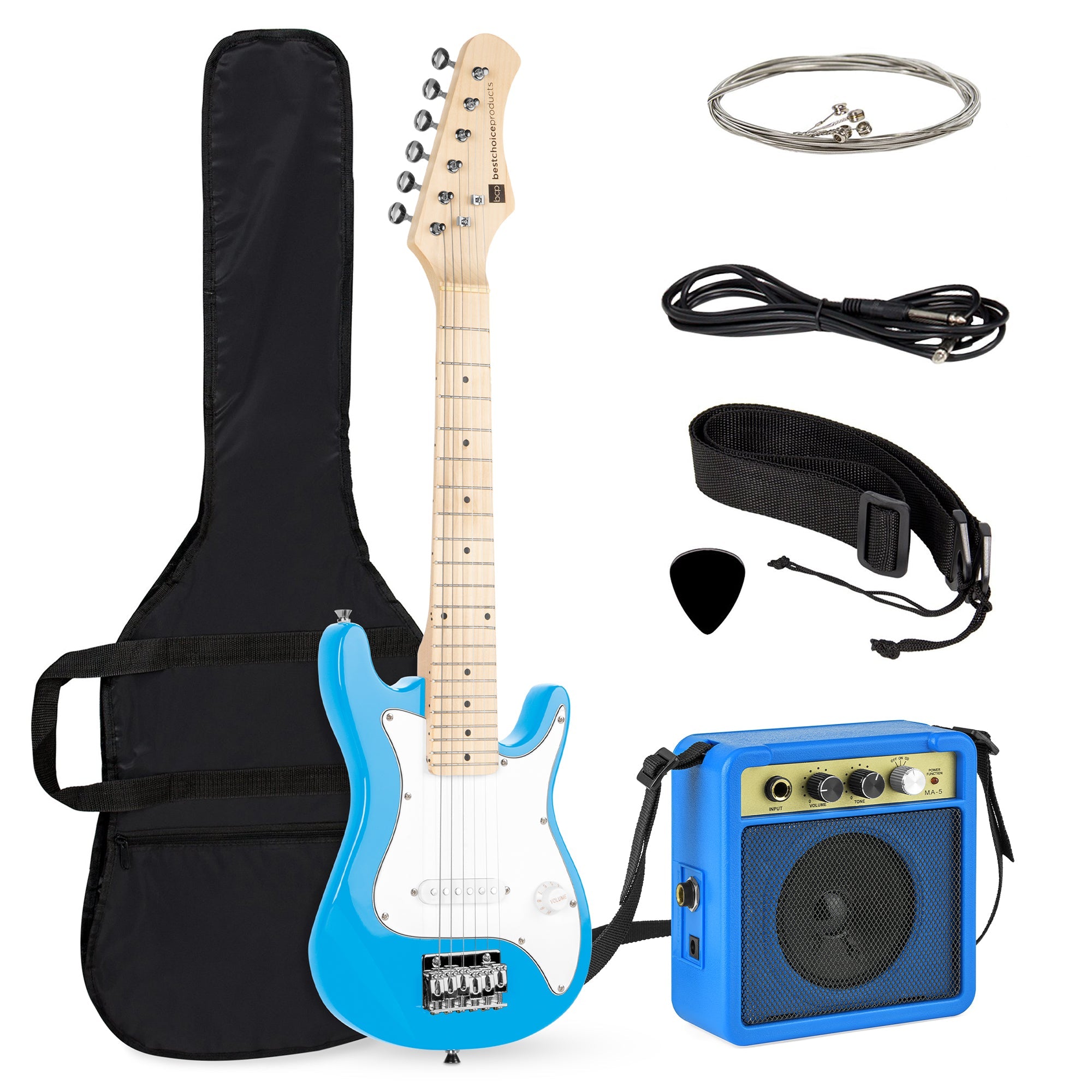 Kids Electric Guitar Beginner Starter Kit w/ 5W Amplifier - 30 in - Light Blue