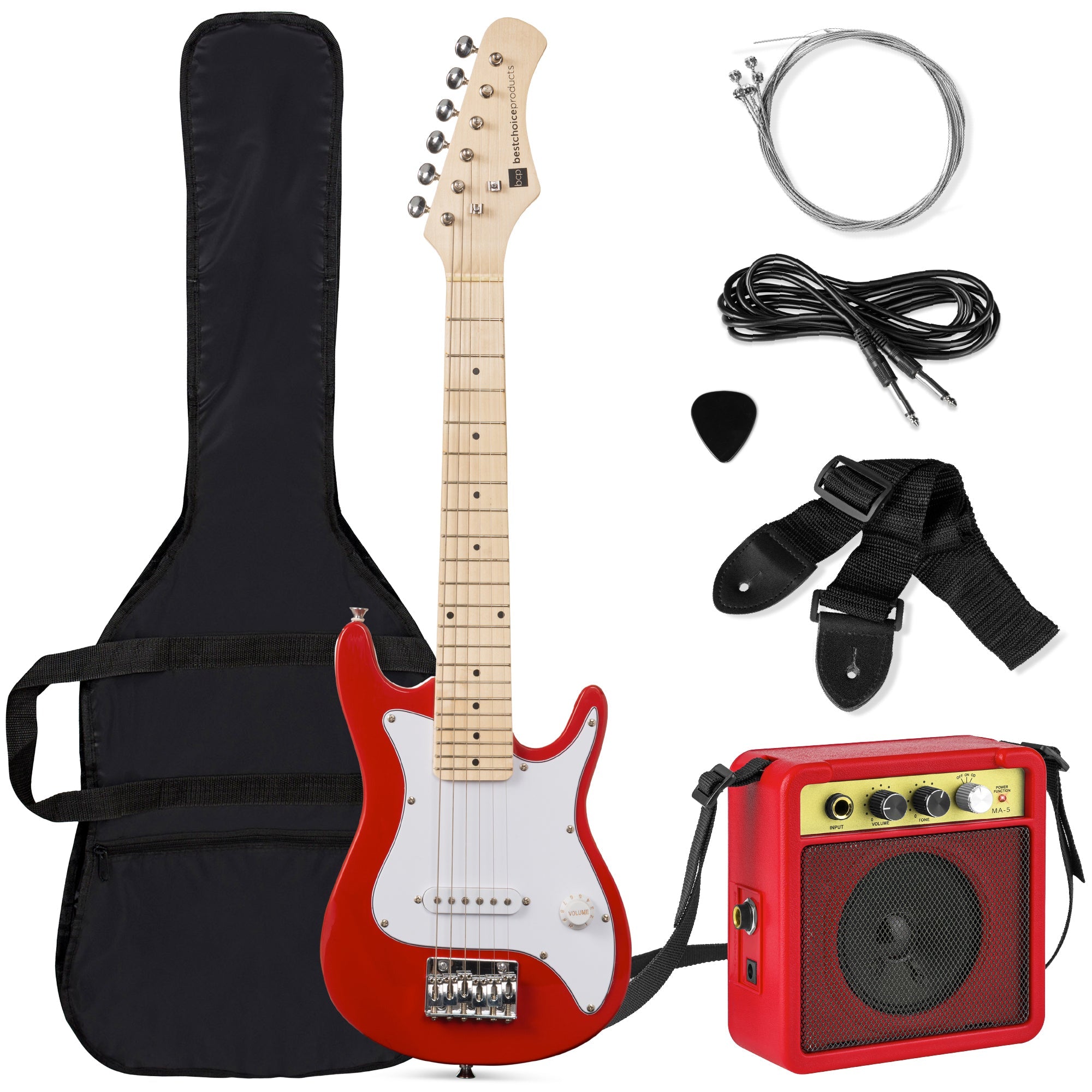 Kids Electric Guitar Beginner Starter Kit w/ 5W Amplifier - 30 in - Red