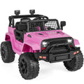 12V Kids Ride-On Truck Car w/ Parent Remote Control, Spring Suspension - Pink