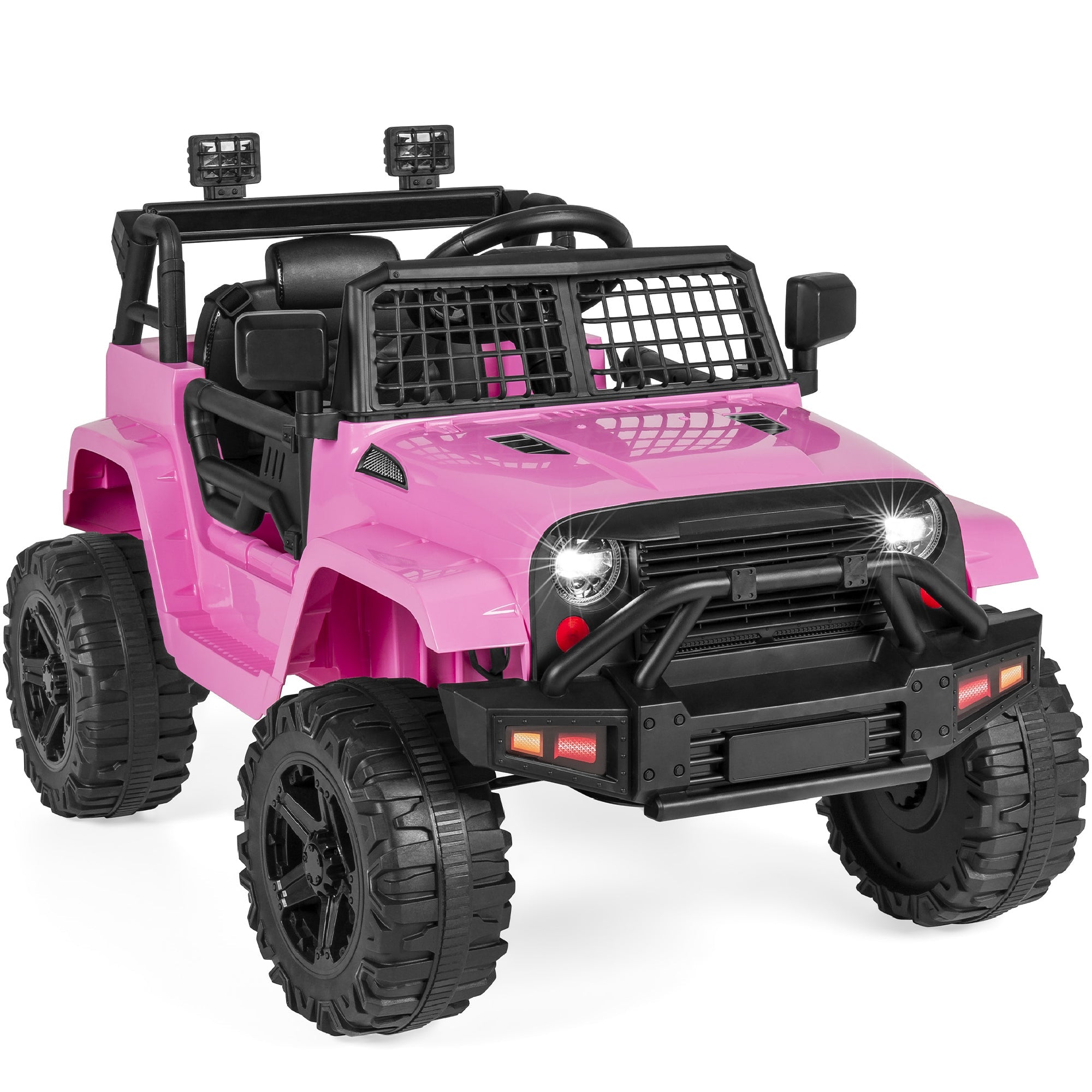 12V Kids Ride-On Truck Car w/ Parent Remote Control, Spring Suspension - Pink