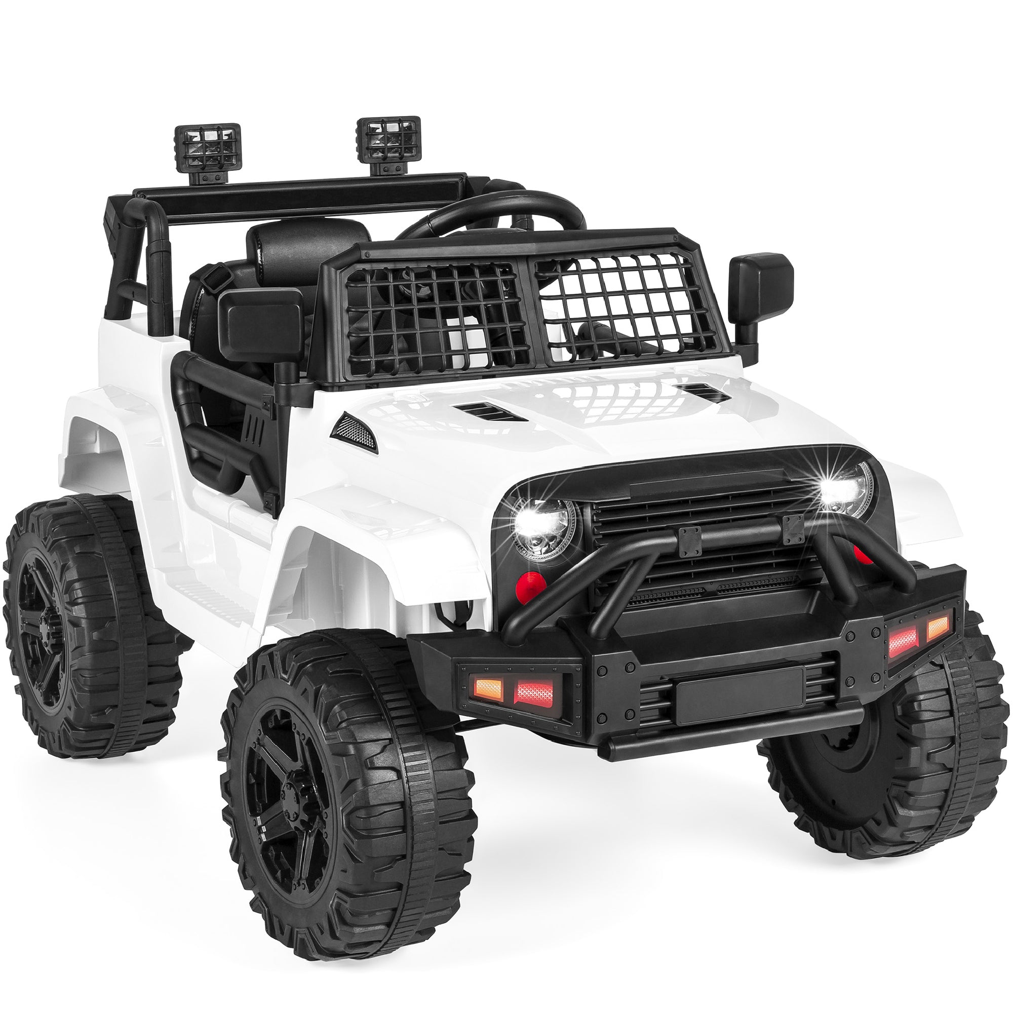 12V Kids Ride-On Truck Car w/ Parent Remote Control, Spring Suspension - White