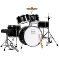Kids Beginner All Wood Acoustic Drum Kit Starter Set w/ Stool, Drumsticks - Black