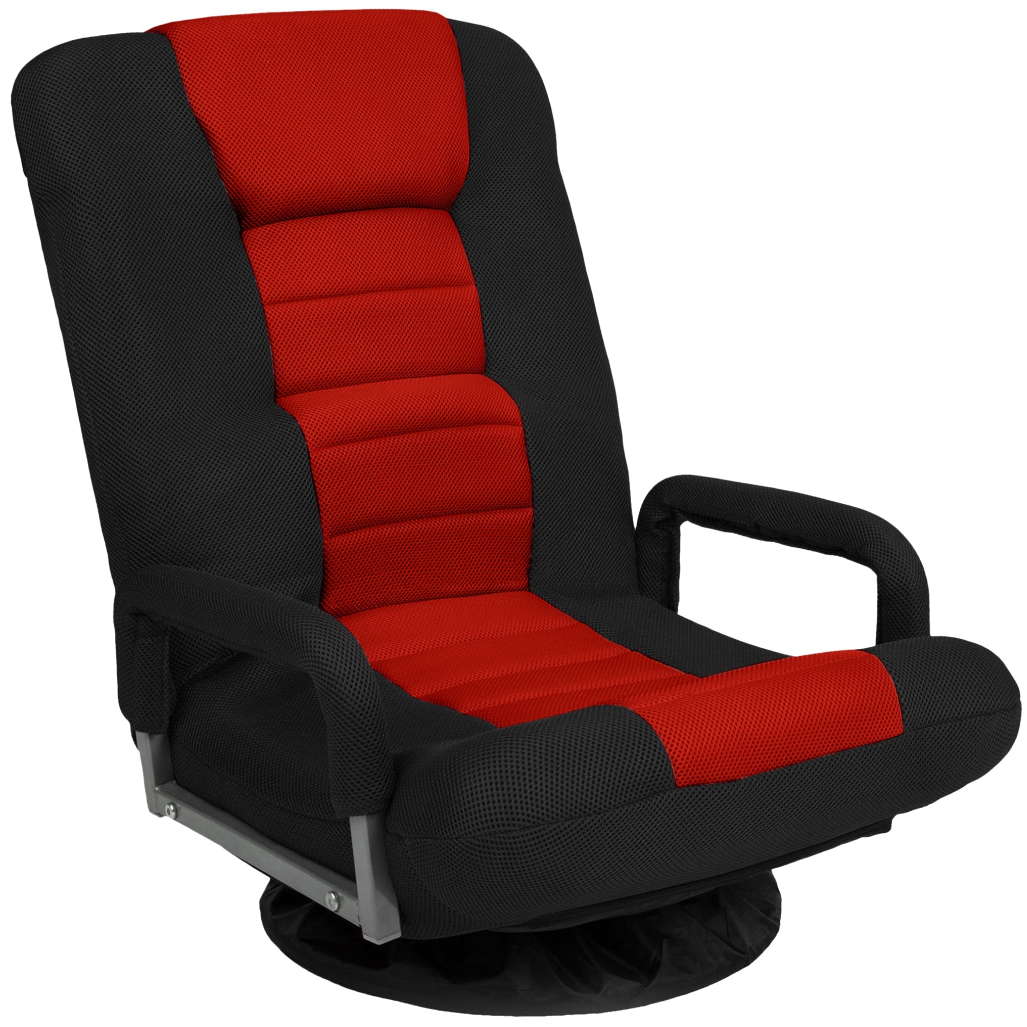 Gaming Floor Chair w/ 360-Degree Swivel, Armrest, Adjustable Backrest - Black/Red