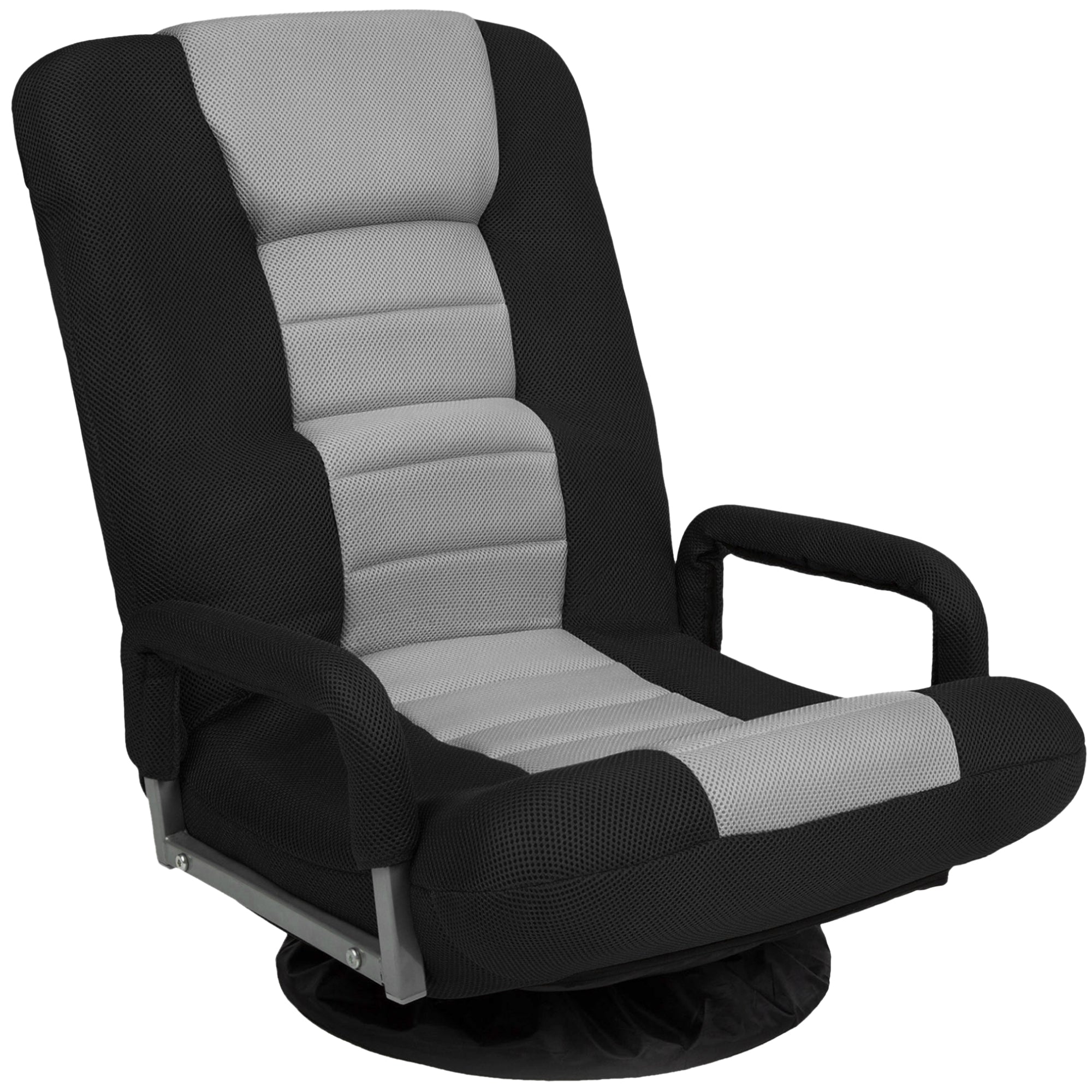Gaming Floor Chair w/ 360-Degree Swivel, Armrest, Adjustable Backrest - Black/Gray