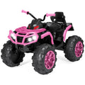 12V Kids Ride-On 4-Wheeler Quad ATV Car w/ 3.7mph Max, Bluetooth, Headlights - Pink