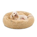 Self-Warming Shag Fur Calming Pet Bed w/ Water-Resistant Lining - Brown - 36in