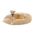 Self-Warming Shag Fur Calming Pet Bed w/ Water-Resistant Lining - Brown - 45in