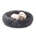 Self-Warming Shag Fur Calming Pet Bed w/ Water-Resistant Lining - Gray - 36in