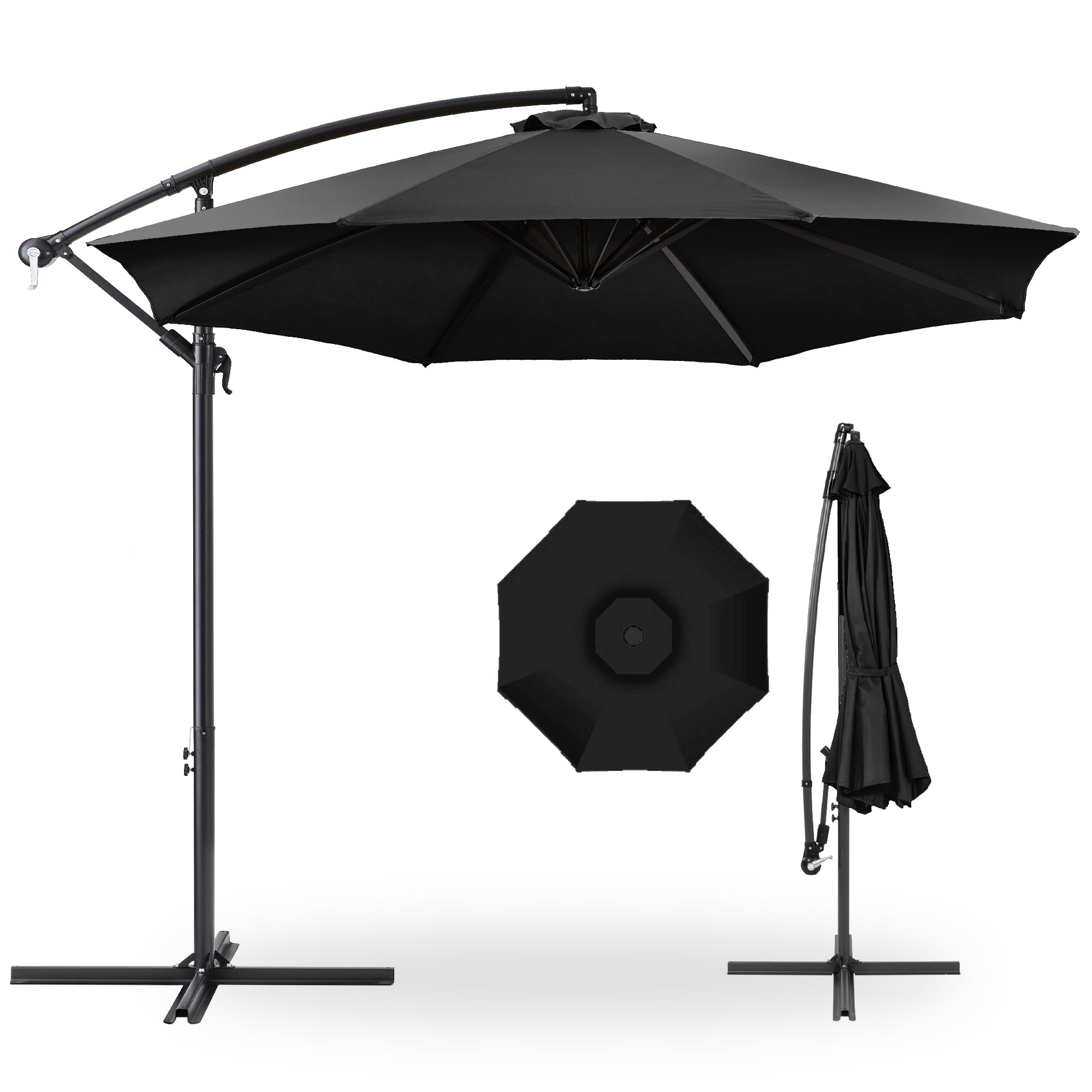 Offset Hanging Patio Umbrella - 10ft - Black