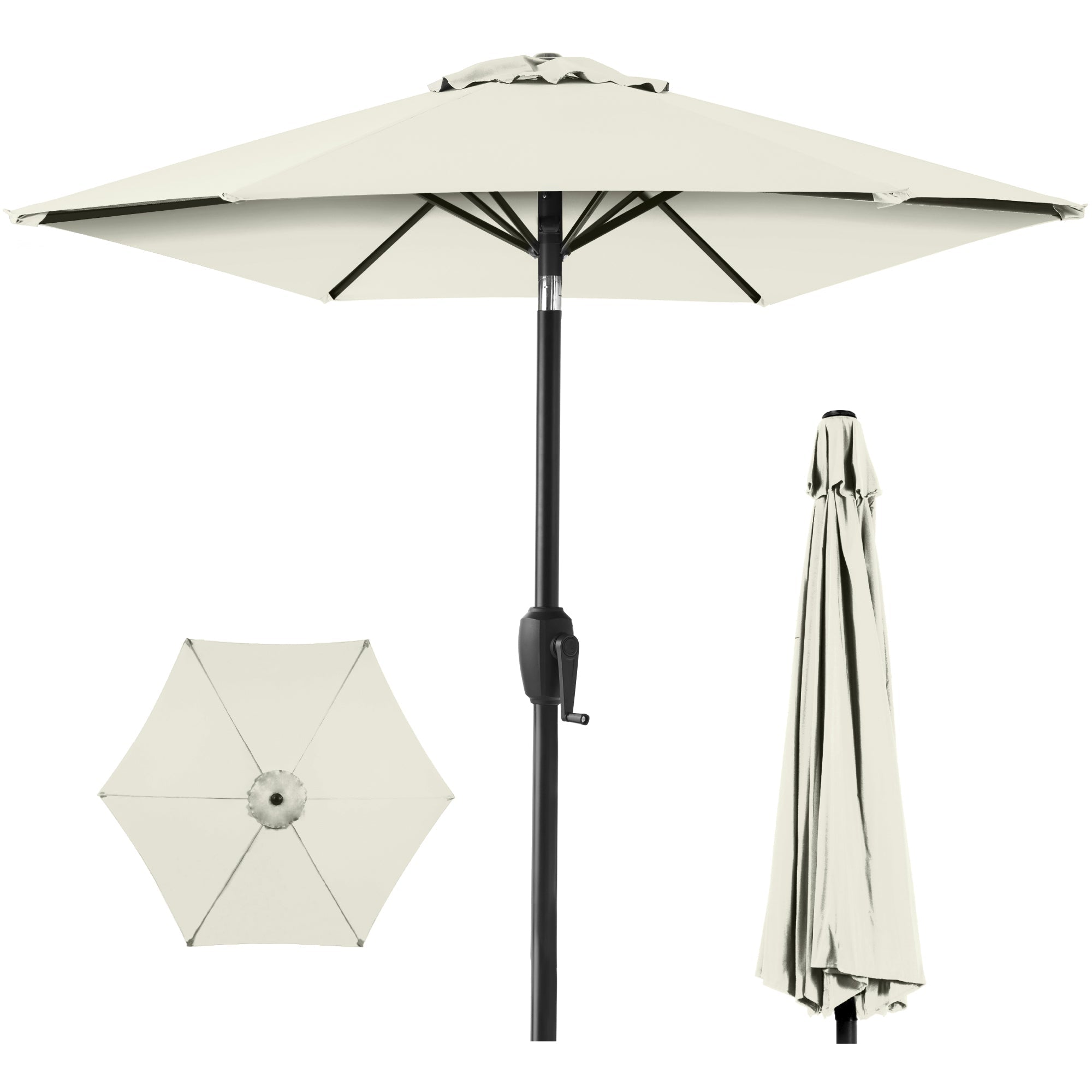 Outdoor Market Patio Umbrella w/ Push Button Tilt, Crank Lift - 7.5ft - Ivory
