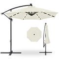 Solar LED Offset Hanging Patio Umbrella w/ Crank Tilt Adjustment - 10ft - Ivory