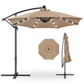 Solar LED Offset Hanging Patio Umbrella w/ Crank Tilt Adjustment - 10ft - Tan