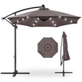 Solar LED Offset Hanging Patio Umbrella w/ Crank Tilt Adjustment - 10ft - Deep Taupe