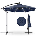 Solar LED Offset Hanging Patio Umbrella w/ Crank Tilt Adjustment - 10ft - Navy Blue