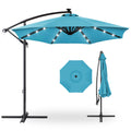 Solar LED Offset Hanging Patio Umbrella w/ Crank Tilt Adjustment - 10ft - Sky Blue