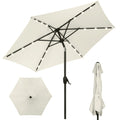 Outdoor Solar Patio Umbrella w/ Push Button Tilt, Crank Lift - 7.5ft - Ivory