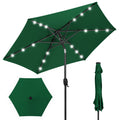 Outdoor Solar Patio Umbrella w/ Push Button Tilt, Crank Lift - 7.5ft - Green