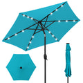 Outdoor Solar Patio Umbrella w/ Push Button Tilt, Crank Lift - 7.5ft - Sky Blue