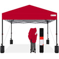 One-Person Setup Instant Pop Up Canopy w/ Case, 4 Weight Bags - 10x10ft - Red
