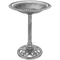 Vintage Outdoor Garden Bird Bath w/ Fleur-de-Lis Accents - Stone