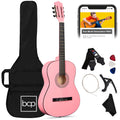 Beginner Acoustic Guitar Set w/ Case, Strap, Extra Strings - 38in - Pink