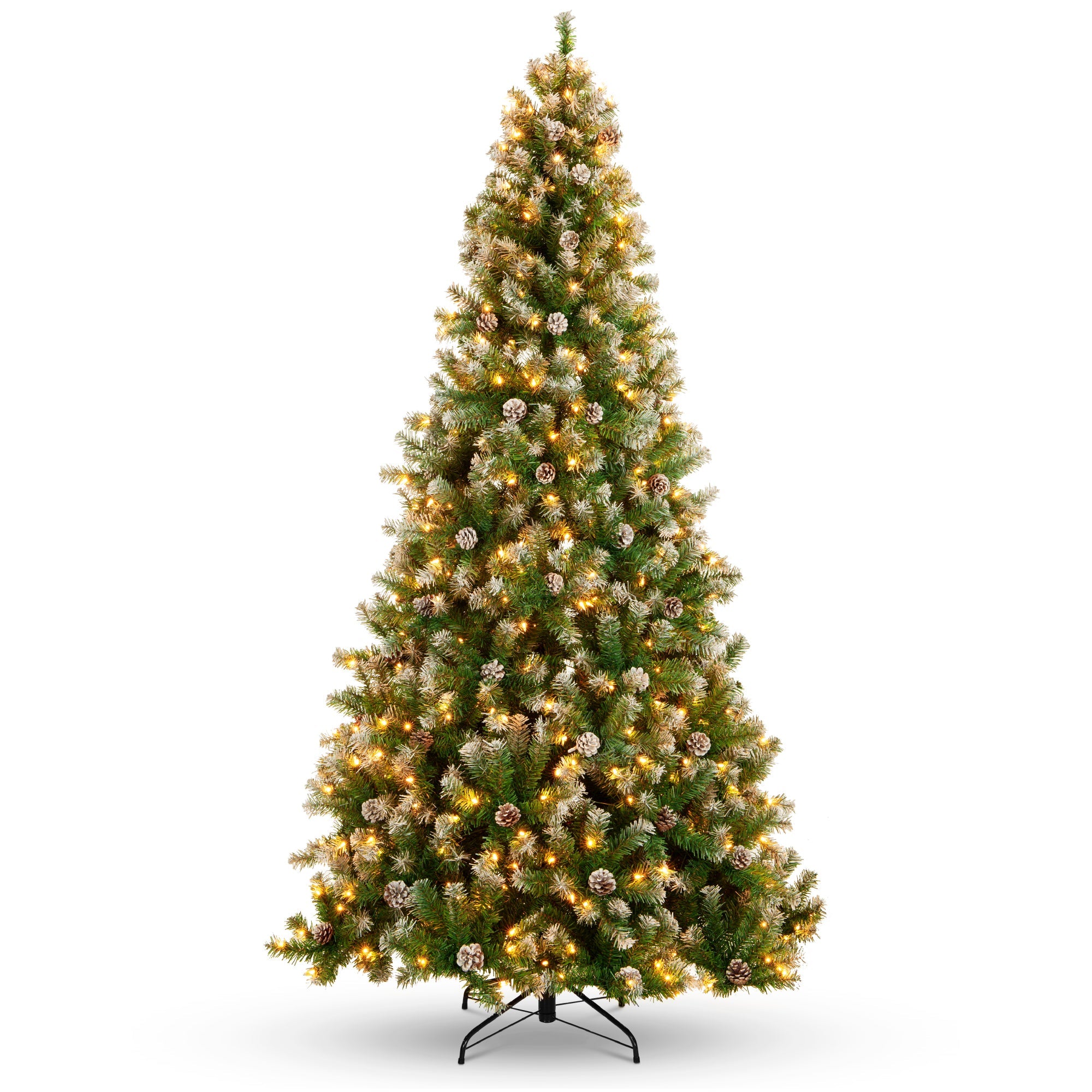 Pre-Lit Pre-Decorated Christmas Tree w/ Flocked Tips, Pinecones - 6ft