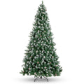 Pre-Decorated Christmas Tree w/ Pinecones, Flocked Branch Tips - 9ft