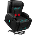 Electric Power Lift Recliner Massage Chair w/ Heat, USB Port, Cupholders - Black