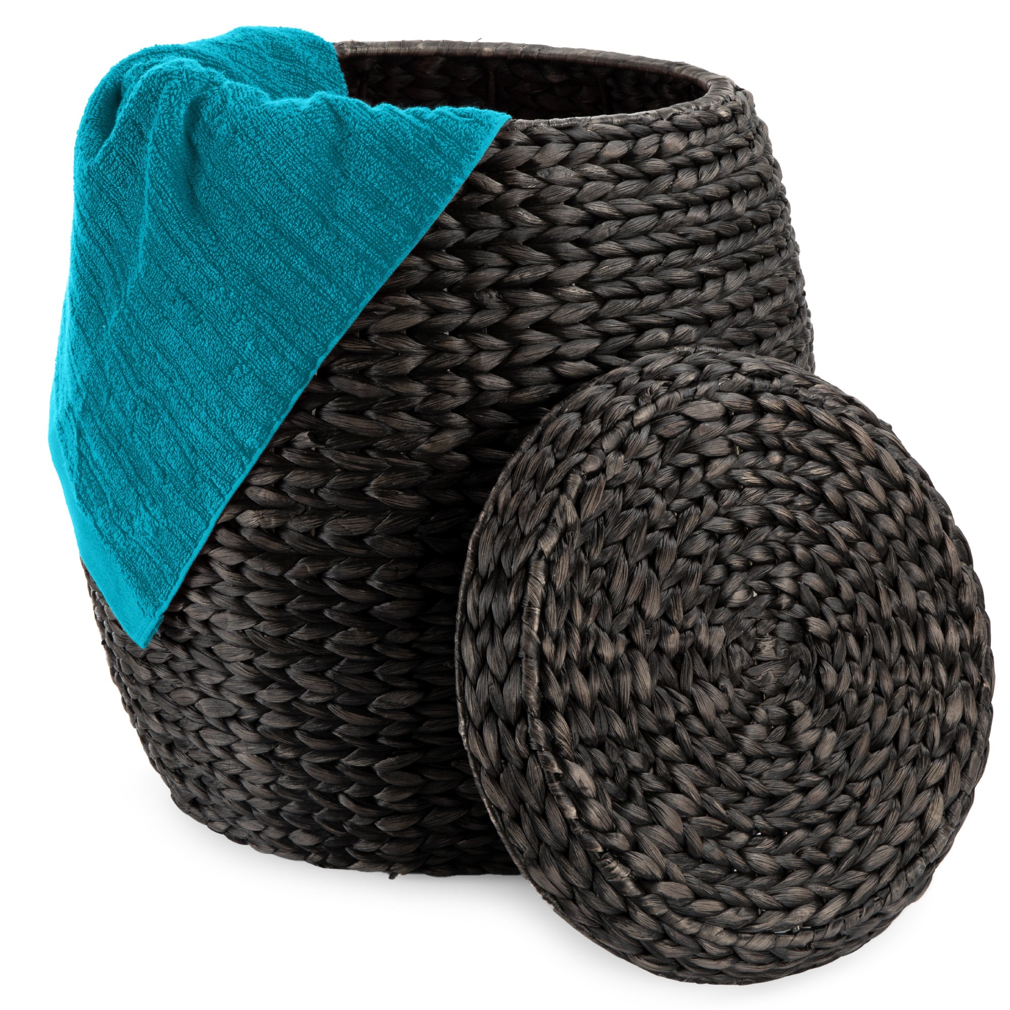 Multipurpose Hyacinth Storage Tote Basket - Black