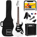 Beginner Electric Guitar Kit w/ Case, 10W Amp, Tremolo Bar - 39in - Glacier White