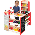 Kids Pretend Play Grocery Store Supermarket Toy Set w/ Accessories - Red