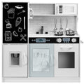 Pretend Play Kitchen Wooden Toy Set for Kids with 11 Accessories - White