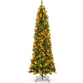 Pre-Lit Spruce Pencil Christmas Tree w/ Berries, Pine Cones - 7.5ft