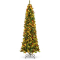 Pre-Lit Spruce Pencil Christmas Tree w/ Berries, Pine Cones - 9ft